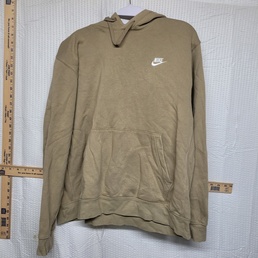 Nike Mens Sportswear Club Fleece Hoodie Khaki Tan Brown Pullover Large